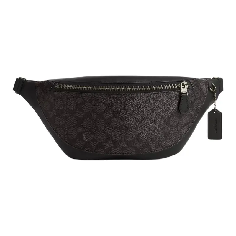COACH Warren Coated Canvas Fanny Pack Tubas Men's Walnut & Black-0