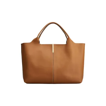 TOD'S Calfskin Tote Bag Shopping Bag Shoulder Bag Handbag Medium Size Unisex Brown