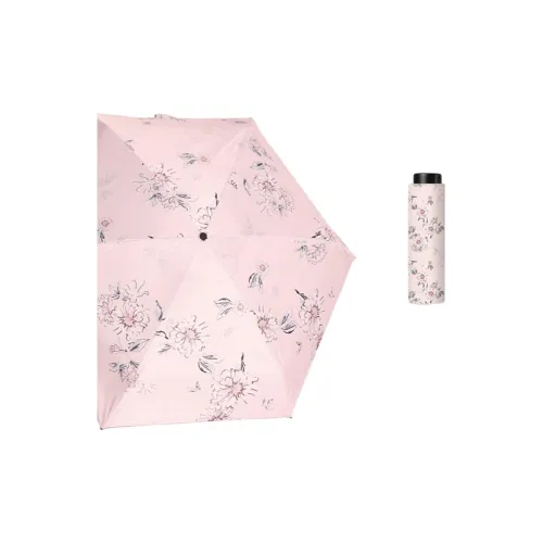 IDREAMY Lightweight Five-Fold 15cm Windflower Pink Black Sun Protection Portable Sunny And Rainy Dual-Use Umbrella
