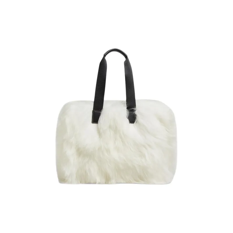 Moncler Shearling Tote Bag Shopping Bag Handbag Women's White-1