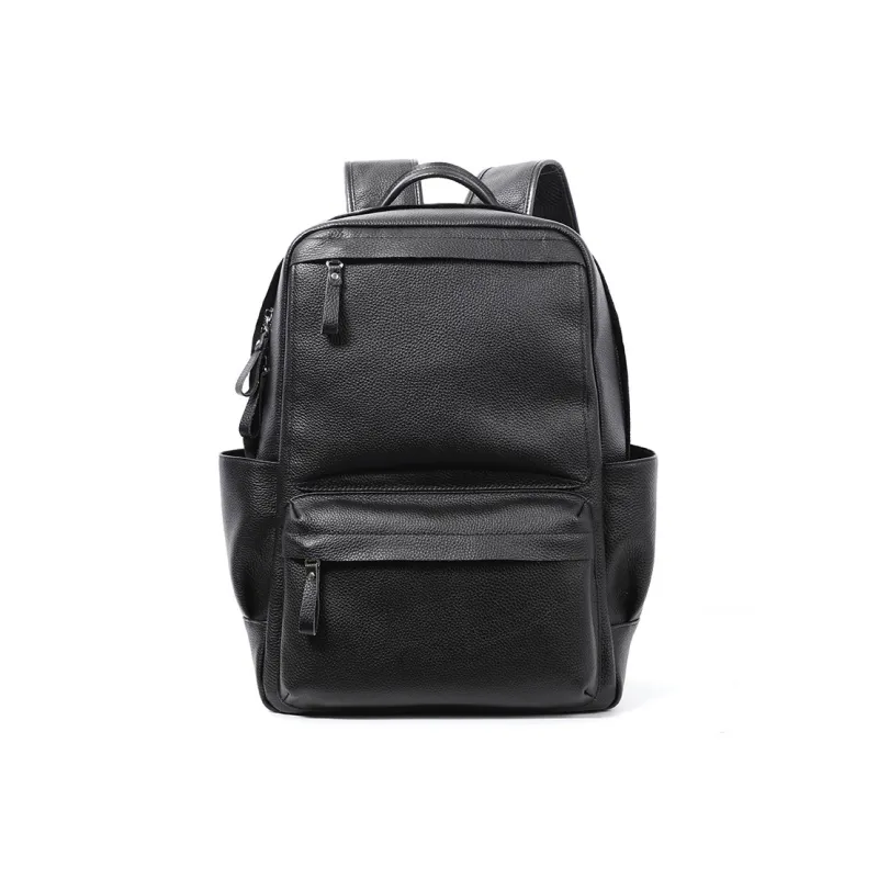 LARTIGENT Top Grain Cow Leather Backpack Regular Men's Black-5