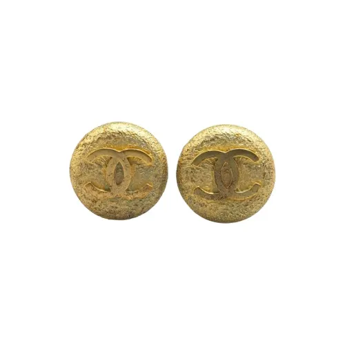 CHANEL 1995 Cc Button Clip on Earrings
