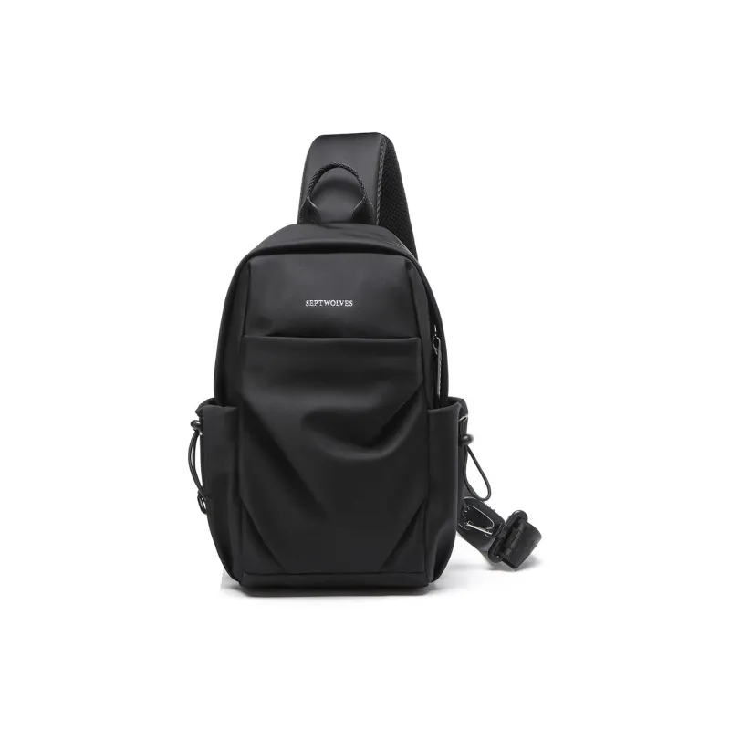 SEPTWOLVES Fabric Sling Bag Medium Size Men's Black-0