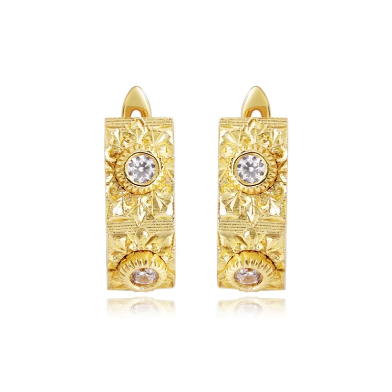FUNNXI S925 Silver Rhodium Plated Gold Earrings Women's Gold-0