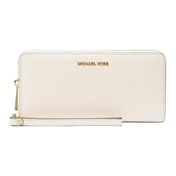 MICHAEL KORS Jet Set Travel Leather Wallet Large Size Women's White