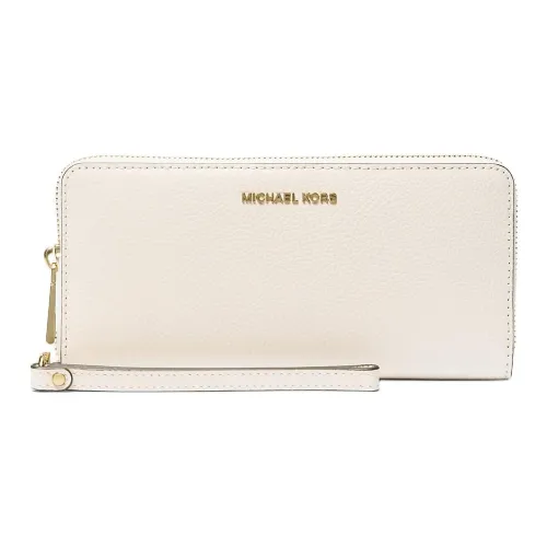 MICHAEL KORS Jet Set Travel Leather Wallet Large Size Women's White