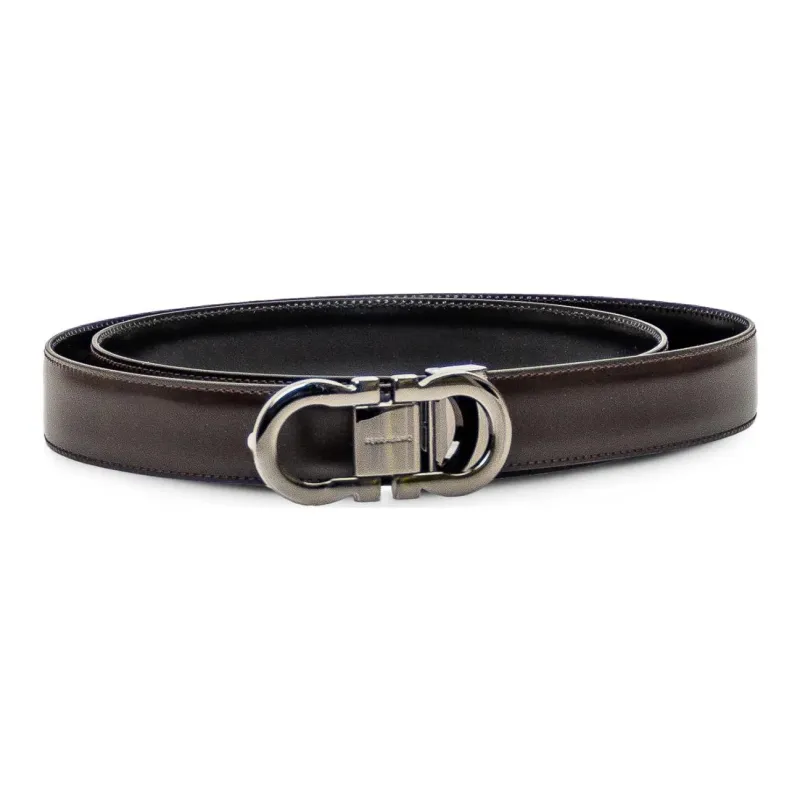 FERRAGAMO Leather Belts Men's Brown Width 3cm-2