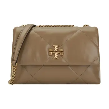 TORY BURCH Kira Diamond Quilt Convertible Shoulder Bag Taupe Oak