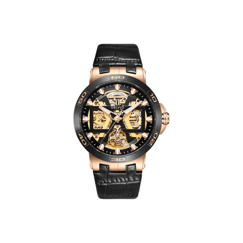 OBLVLO Automatic Mechanical Movement Watch Men's Watches Red Watch Dial-6
