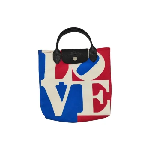 LONGCHAMP ROBERT INDIANA Collaboration Polyester Tote Bag Shopping Bag Shoulder Bag Handbag Small Size Women's White