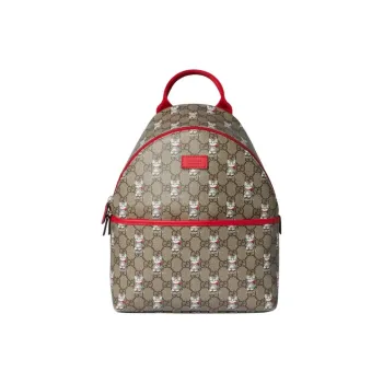 GUCCI GG Supreme Canvas Backpack Women's Beige & Dark Brown