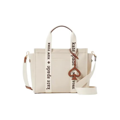 Kate Spade Fabric Tote Bag Shopping Bag Shoulder Bag Handbag Small Size Women's Natural