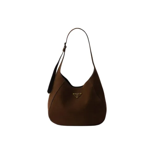 PRADA Calfskin Shoulder Bag Medium Size Women's Cocoa