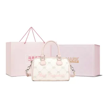 FAIRWHALE Trendy Vintage Commute Synthetic Leather Boston Bag Shoulder Bag Handbag Regular Women's Cherry Blossom Pink