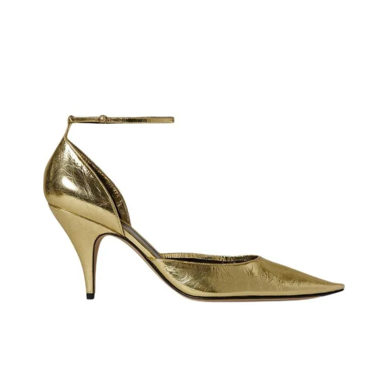 THE ROW D'Orsay Slim Heel High Heels 7cm Women's Gold-1