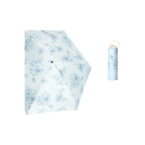 IDREAMY Umbrella Lightweight Foldable 15cm Blue Rose Vinyl Sun Protection Dual-Use For Sunny And Rainy Days