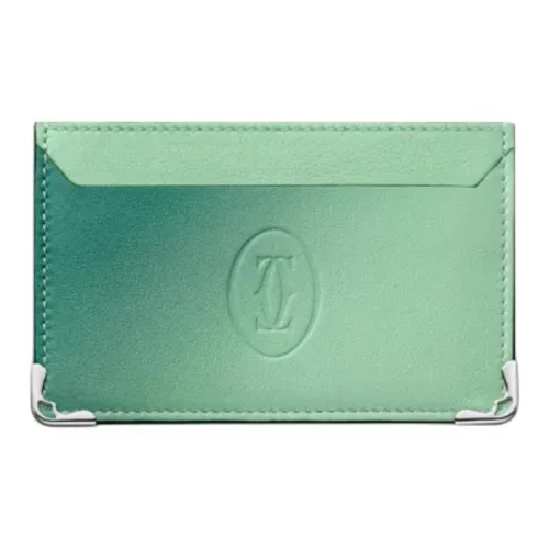 CARTIER Calfskin Card Holder Women's Green