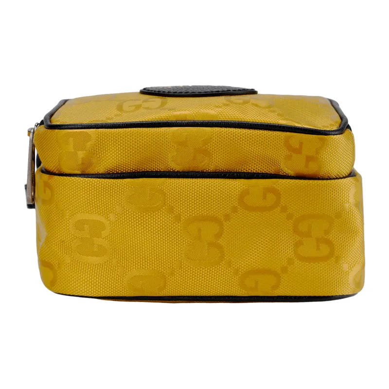 GUCCI Nylon With Leather Shoulder Bag, Crossbody Bag, Handbag Unisex Yellow & Black-3