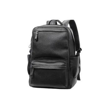 LARTIGENT Top Grain Cow Leather Backpack Regular Men's Black
