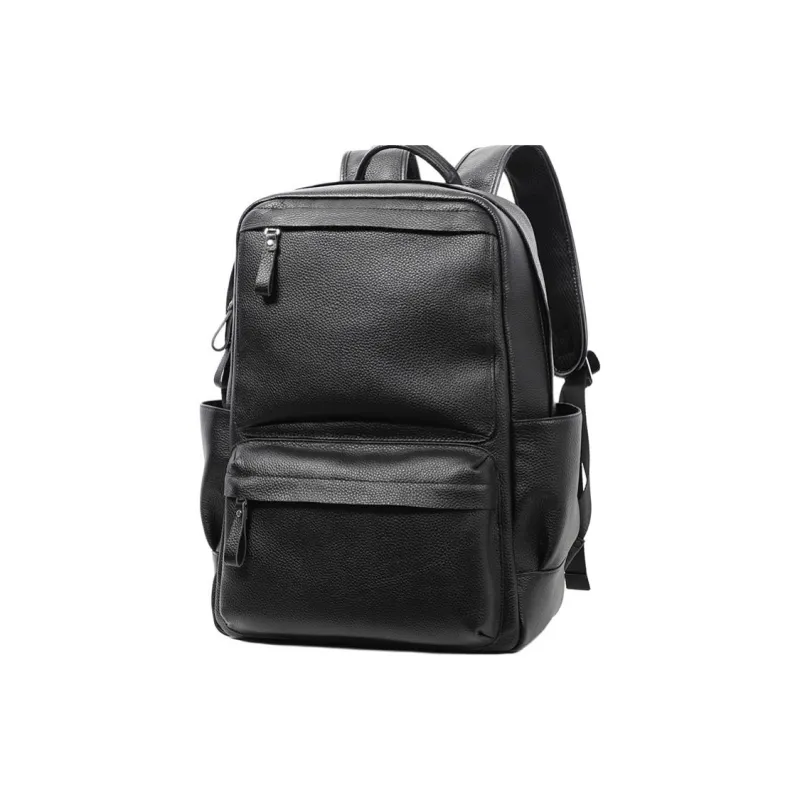 LARTIGENT Top Grain Cow Leather Backpack Regular Men's Black-0