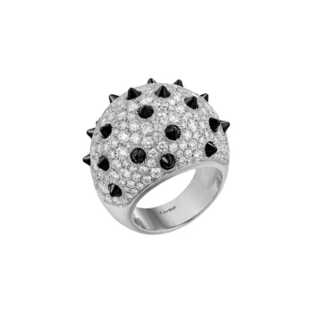 CARTIER Diamond 18K White Gold Onyx Rings Unisex Silver