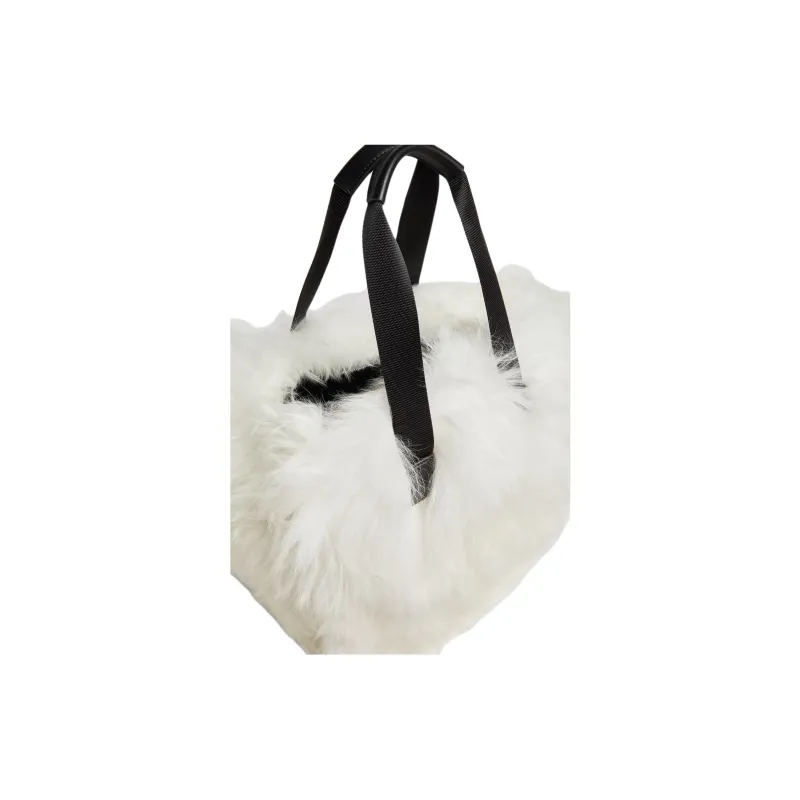 Moncler Shearling Tote Bag Shopping Bag Handbag Women's White-3