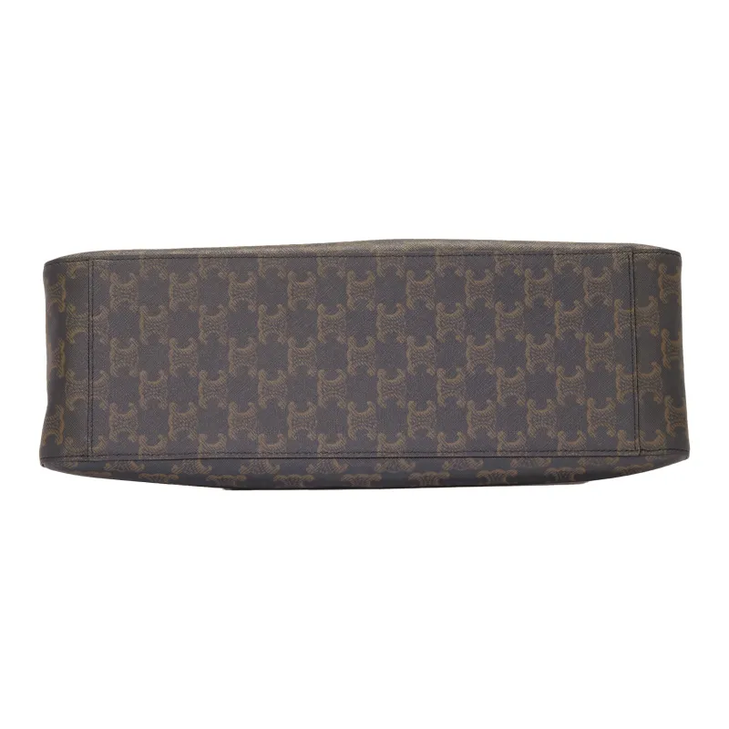 CELINE Triomphe Calfskin Triangle Bag Clutch Handbag Women's Tawny-5