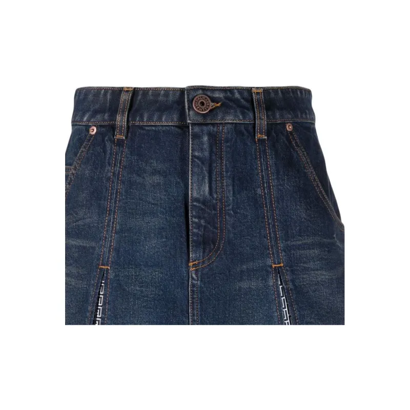 BALMAIN Pleated Denim Skirt-4