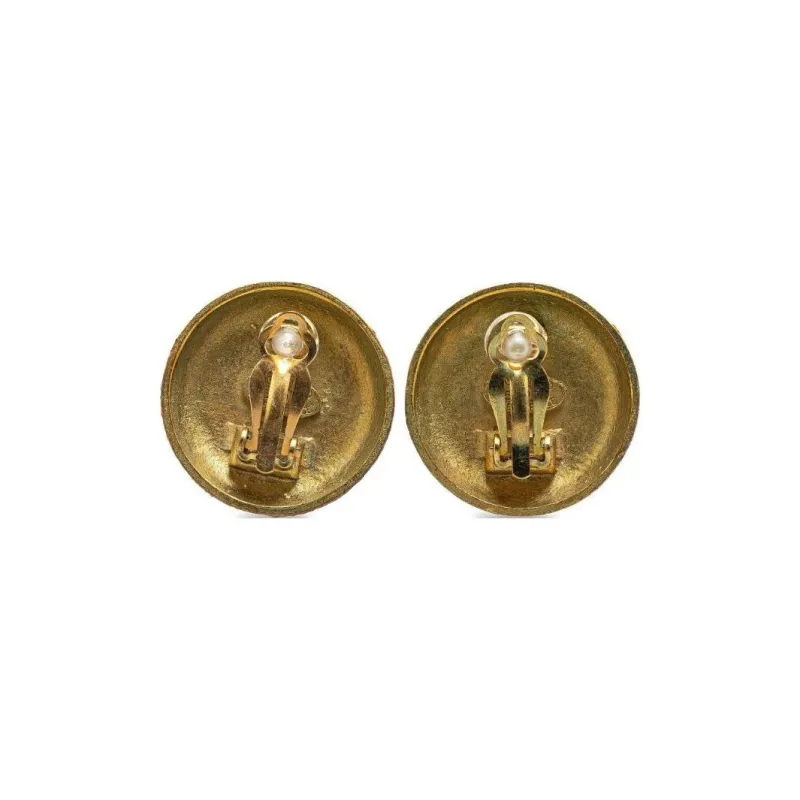 CHANEL 1995 Plated Cc Clip On Earrings Costume Earrings-2