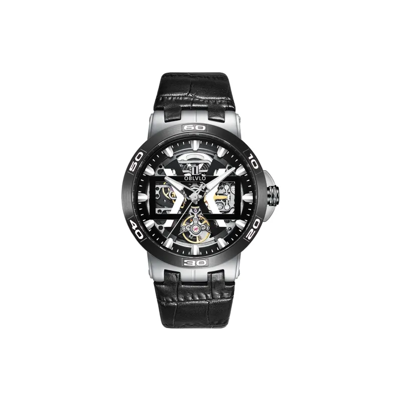 OBLVLO Automatic Mechanical Movement Watch Men's Watches Red Watch Dial-8
