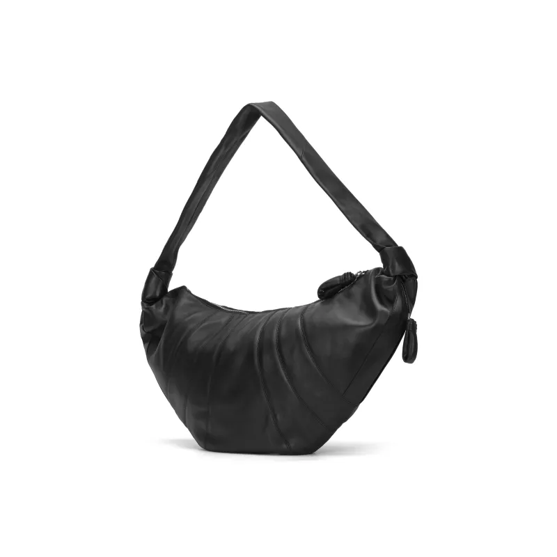 Lemaire Croissant Series Sheepskin Croissant Bag Goat Horn Bag Slogan Bag Handbag Shoulder Bag Large Size Unisex Black-3