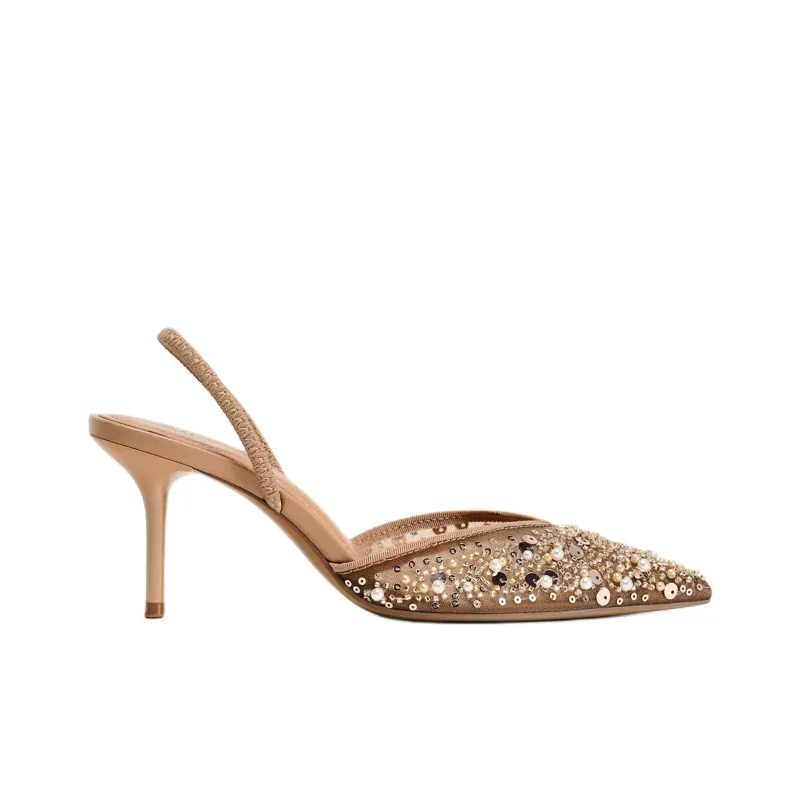 ZARA Slim Heel High Heels 8cm Women's Light Beige-1