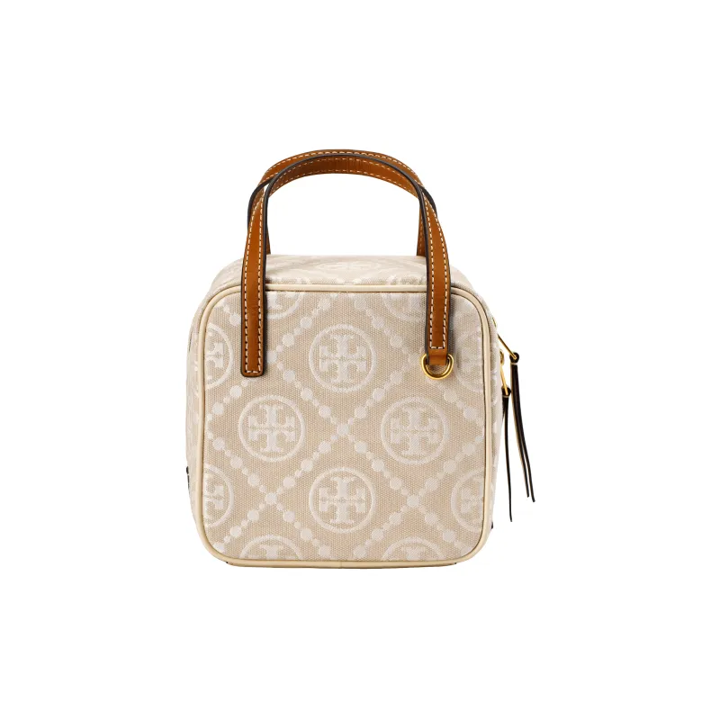 TORY BURCH T Monogram Jacquard With Leather Trim Shoulder Bag, Crossbody Bag, Handbag Women's Ivory White-2