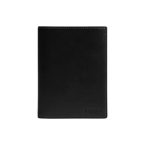 COACH Grained Leather Passport Holder Mini Men's Black