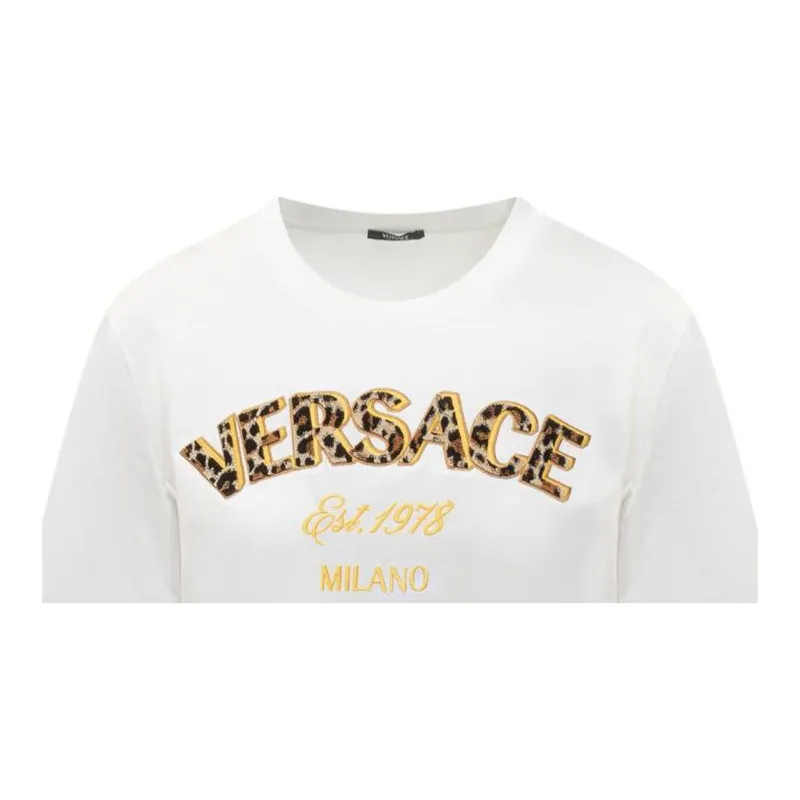 VERSACE Logo-Embroidered Crewneck T-Shirt-2