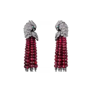 CARTIER Diamond Earrings Women's Red