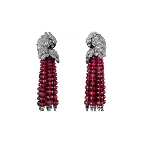 CARTIER Diamond Earrings Women's Red