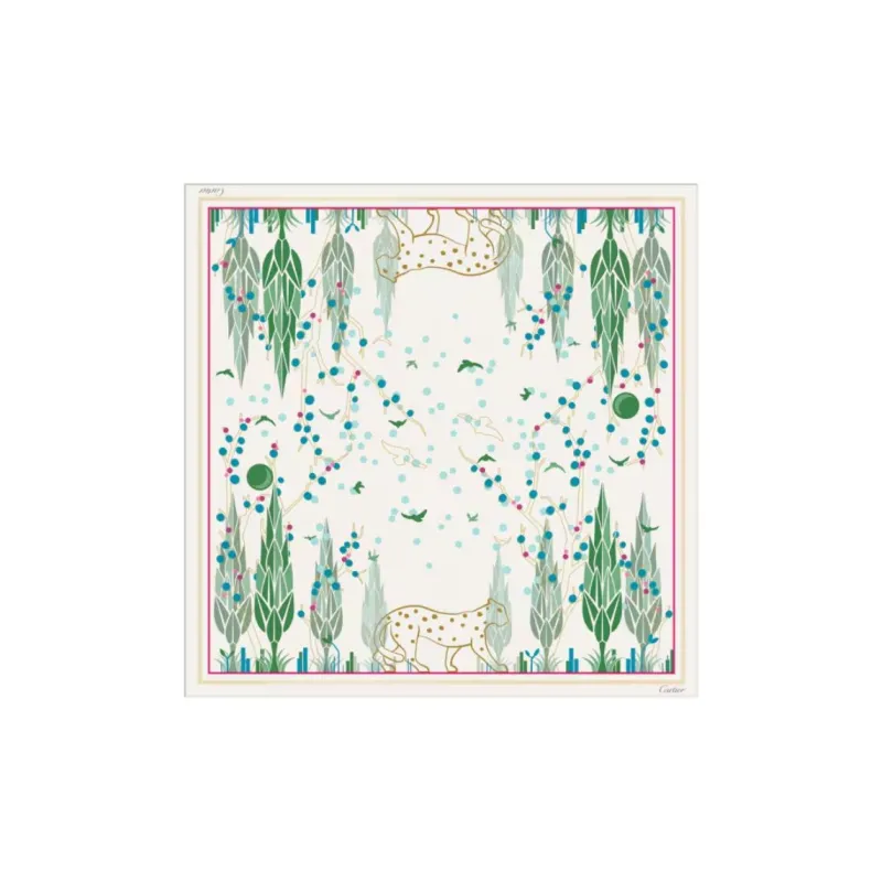 CARTIER Silk Silk Scarves Unisex White-0