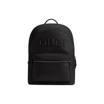 COACH Leather Backpack Large Size Unisex Black