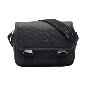 LACOSTE Polyurethane Shoulder Bag, Crossbody Bag Men's Black
