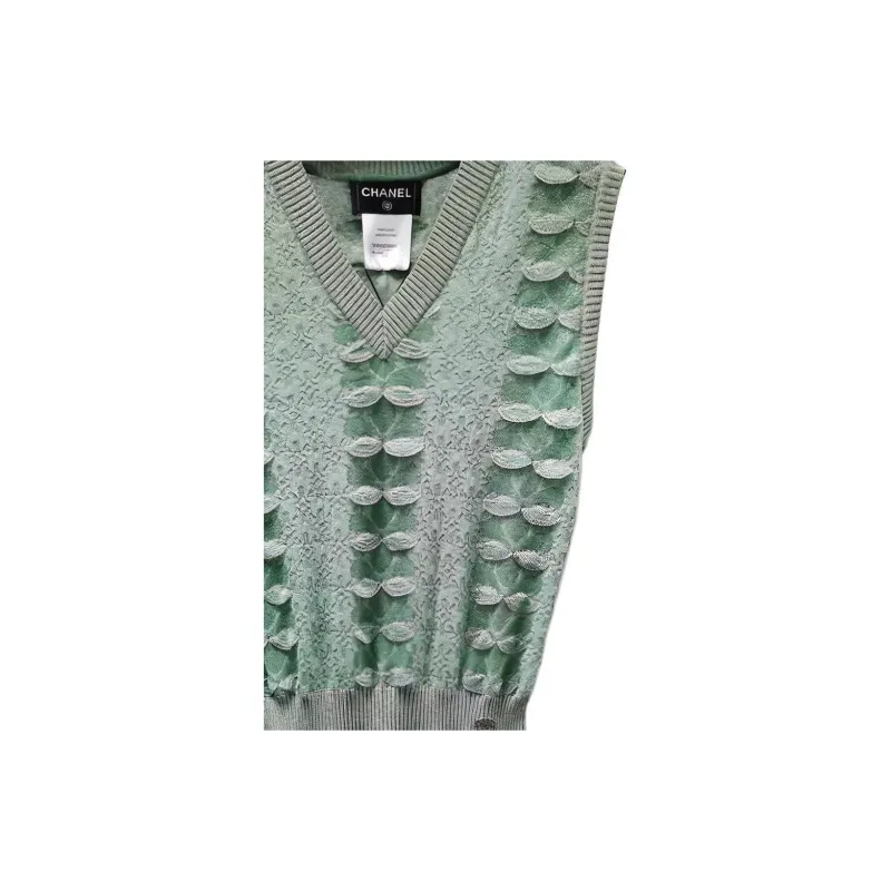 CHANEL Sleeveless Dress Women's Green-2