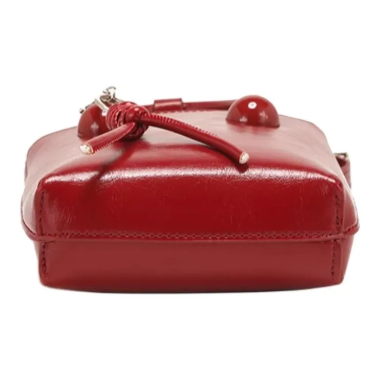 PAYOT Microfiber Synthetic Leather Shoulder Bag Crossbody Bag Handbag Small Size Women's Red-4