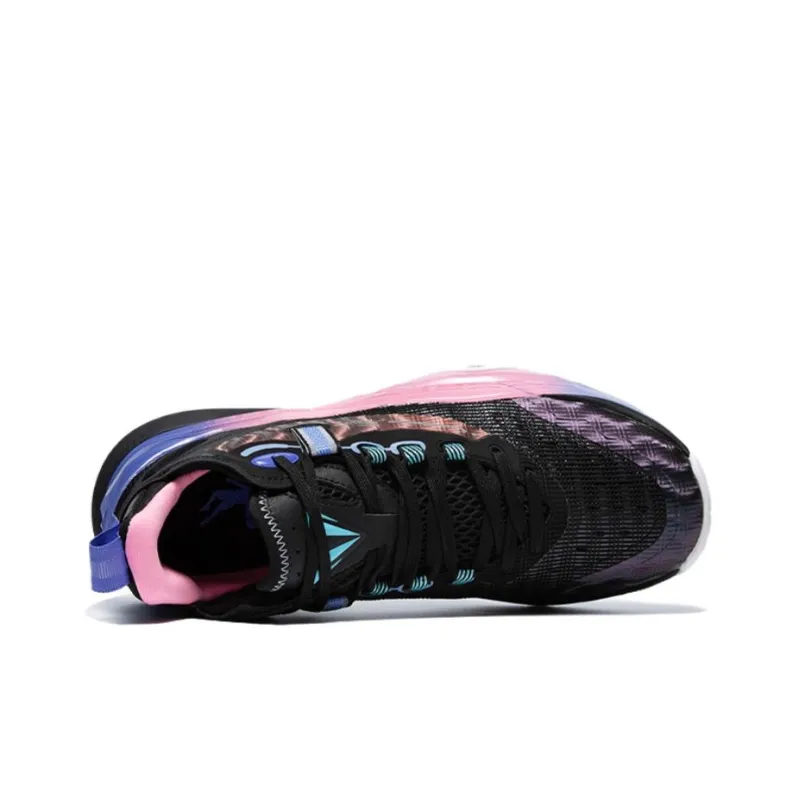 QIAODAN Poisonous Fangs Lite Slip-Resistant Low-Top Basketball Shoes Men's Black Shimmer Pink-2