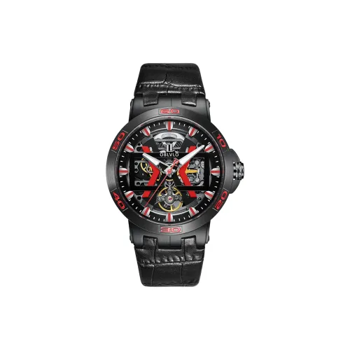 OBLVLO Automatic Mechanical Movement Watch Men's Watches Red Watch Dial