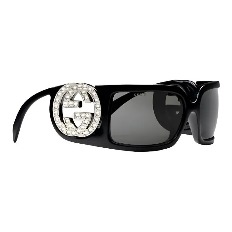 GUCCI Injection Molded Irregular Shape Sunglasses Women's Black-1