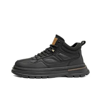 HLA Work Boots Men Mid Top Black/Dark Brown