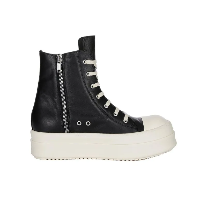 RICK OWENS/RO High Top Skateboard Shoes Men's Black White-1