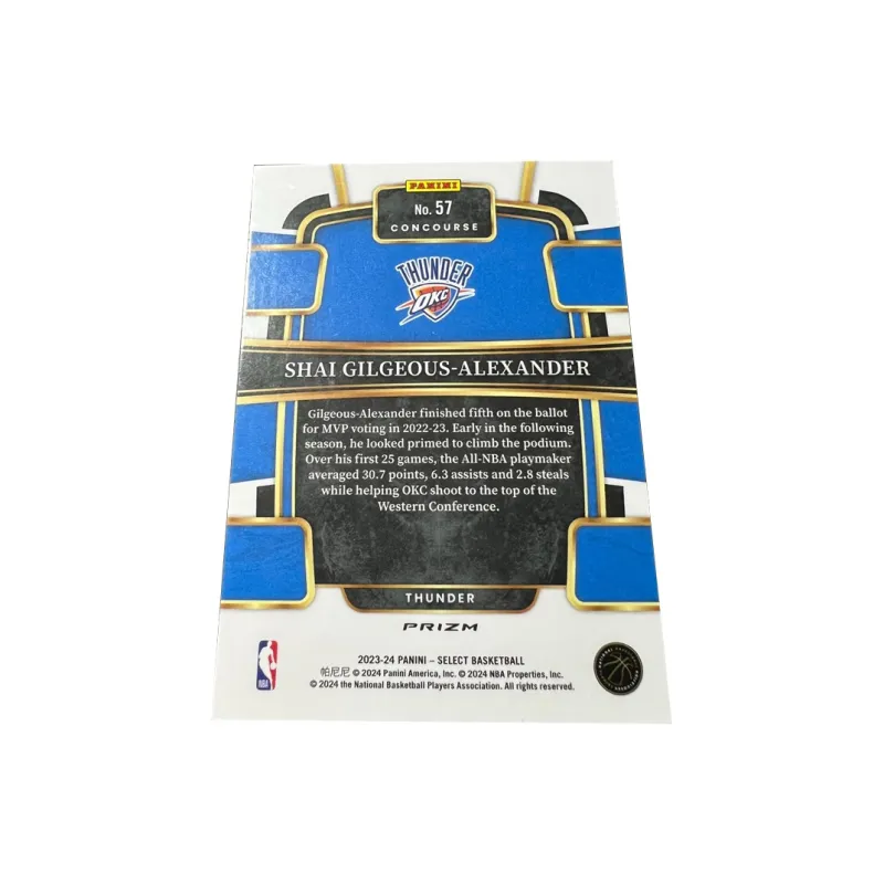 PANINI Thunder Alexander SGA High End Authentic Tricolor Holographic Card Prizm Star Card Rare Card Sports Cards 1 Pc-1