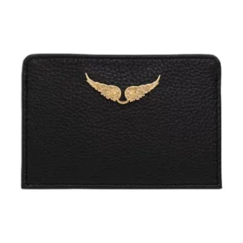 Zadig & Voltaire Calfskin Card Holder Women's Obsidian Black