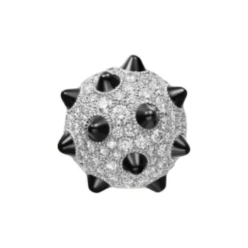 CARTIER White Gold Diamond Onyx Earrings Women's Silver